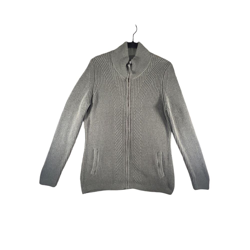 LL Bean, Women's Thick Knit Full Zip Cardigan Sweater. Sage Green, Size: Large